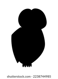 Owl black silhouette icon. Graphic element for printing on fabric. Aesthetics, fashion and style, elegance. Minimalist logo and branding. Wildlife and fauna. Cartoon flat vector illustration