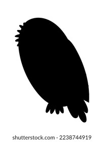 Owl black silhouette icon. Sticker for social networks and reaction for messengers. Minimalistic graphic element for website. Educational material for children. Cartoon flat vector illustration