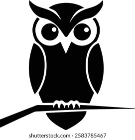 Owl black simple icon on white background for mobile concept and web design