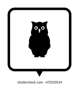 Owl - black vector icon ; message bubble