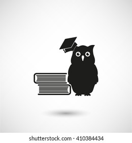 Owl - black vector icon  with shadow