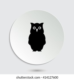 Owl - black vector  icon with shadow