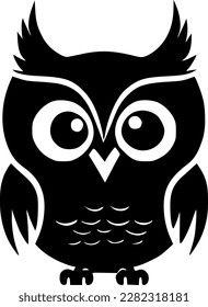 Owl - Black and White Isolated Icon - Vector illustration