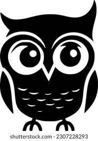 Owl - Black and White Isolated Icon - Vector illustration
