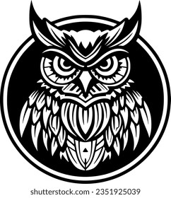 Owl - Black and White Isolated Icon - Vector illustration