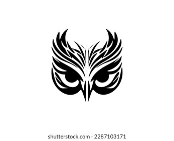 ﻿Tattoo of an owl in black and white with Polynesian designs.