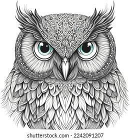 Owl black and white vector