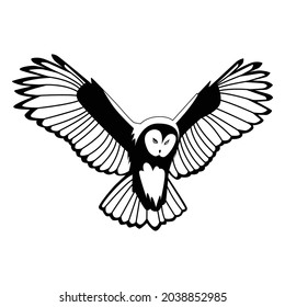 Owl in Black and white vector illustration, eps10