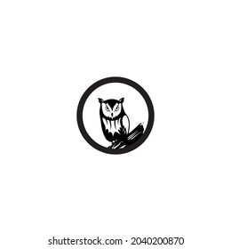 Owl in Black and white vector illustration, mascot, logo. eps10