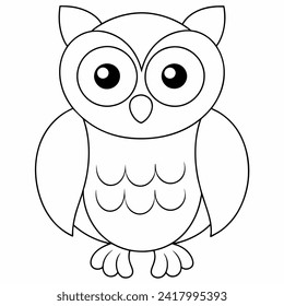 owl black and white vector illustration for coloring book	