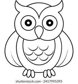 owl black and white vector illustration for coloring book	