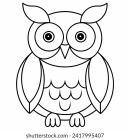 owl black and white vector illustration for coloring book	