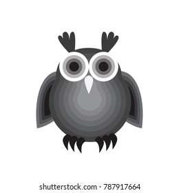 Owl black and white vector illustration