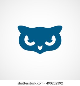 Owl Blue Flat Icon On White Background