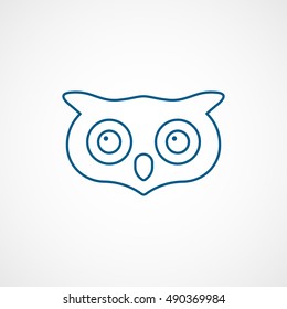 Owl Blue Line Icon On White Background
