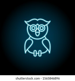 Owl blue neon icon. Simple thin line, outline vector of autumn icons for ui and ux, website or mobile application