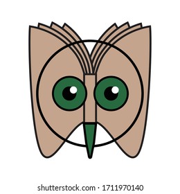 Owl and book combination vector illustration logo