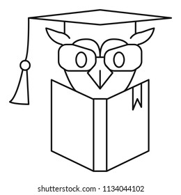 Owl book icon. Outline owl book vector icon for web design isolated on white background