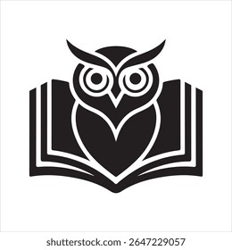 Owl and Book Icon Vector Illustration for Knowledge and Learning