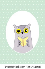 Owl with book illustration