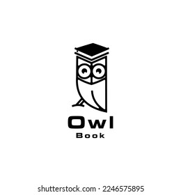 owl book logo design education mascot learning center