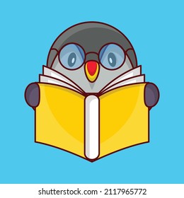 owl book reading Vector illustration isolated on a transparent background. vector line flat icons for concept or web graphics.
