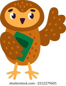 Owl With Book Vector Illustration