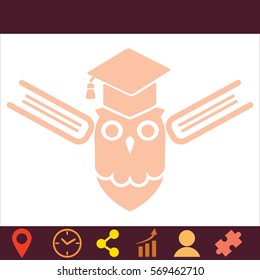 Owl with books  icon. Vector design. 