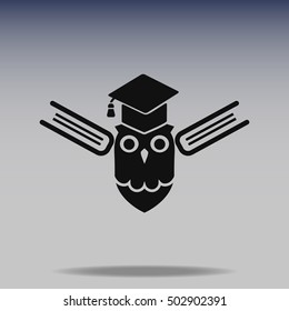 Owl with books vector icon