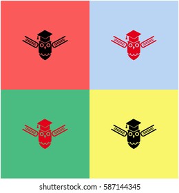 Owl with books vector  icon.