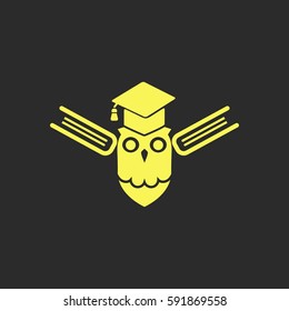Owl with books vector  icon.