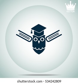 Owl with books  vector illustration.
