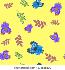 owl with branch seamless pattern 1