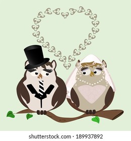 owl bride and groom