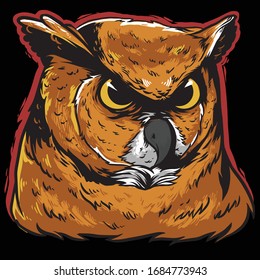 owl brown head vector logo mascot