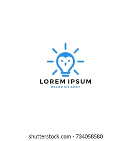 owl bulb lamp smart idea logo template vector icon