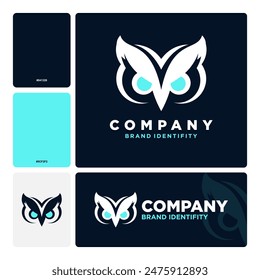 owl butterfly logo design. with a geometric, flat style, without color gradations, with neat shapes