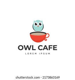  Owl cafe logo design template