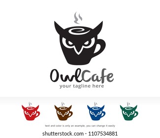 Owl Cafe Logo Symbol Template Design Vector, Emblem, Design Concept, Creative Symbol, Icon