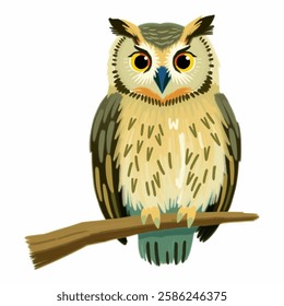 owl in a calm pose, perfect for educational, wildlife, and mystical themes.