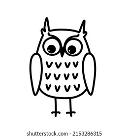 Owl. Cartoon character. Doodle. Isolated element on a white background. Contour.