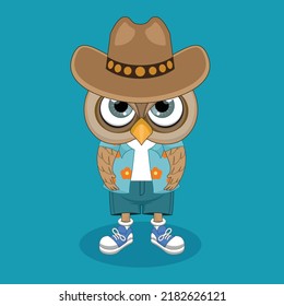 Owl Cartoon Character Vector Art 