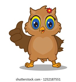 Owl Cartoon Cute Chibi Mascot Character