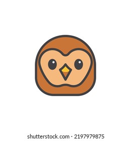 Owl cartoon face filled outline icon, line vector sign, linear colorful pictogram isolated on white. Symbol, logo illustration. Vector graphics