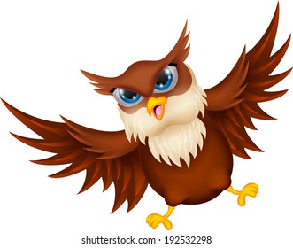 Owl cartoon flying 