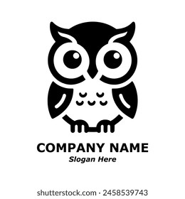 Owl cartoon. Owl logo. Cute owl pictorial logotype for company, business, logo, stamp, mascot, label. Symbol of smart, intelligent, science, education