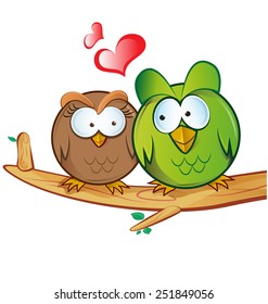 owl cartoon in love 
