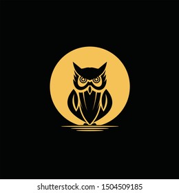Owl cartoon on the moon vector,icon,graphic,symbol.