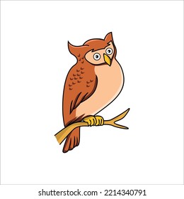 owl cartoon vector illustration. wild animal icon, sign and symbol.