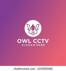 Owl Cctv Camera Logo, Surveillance Logo Vector Template